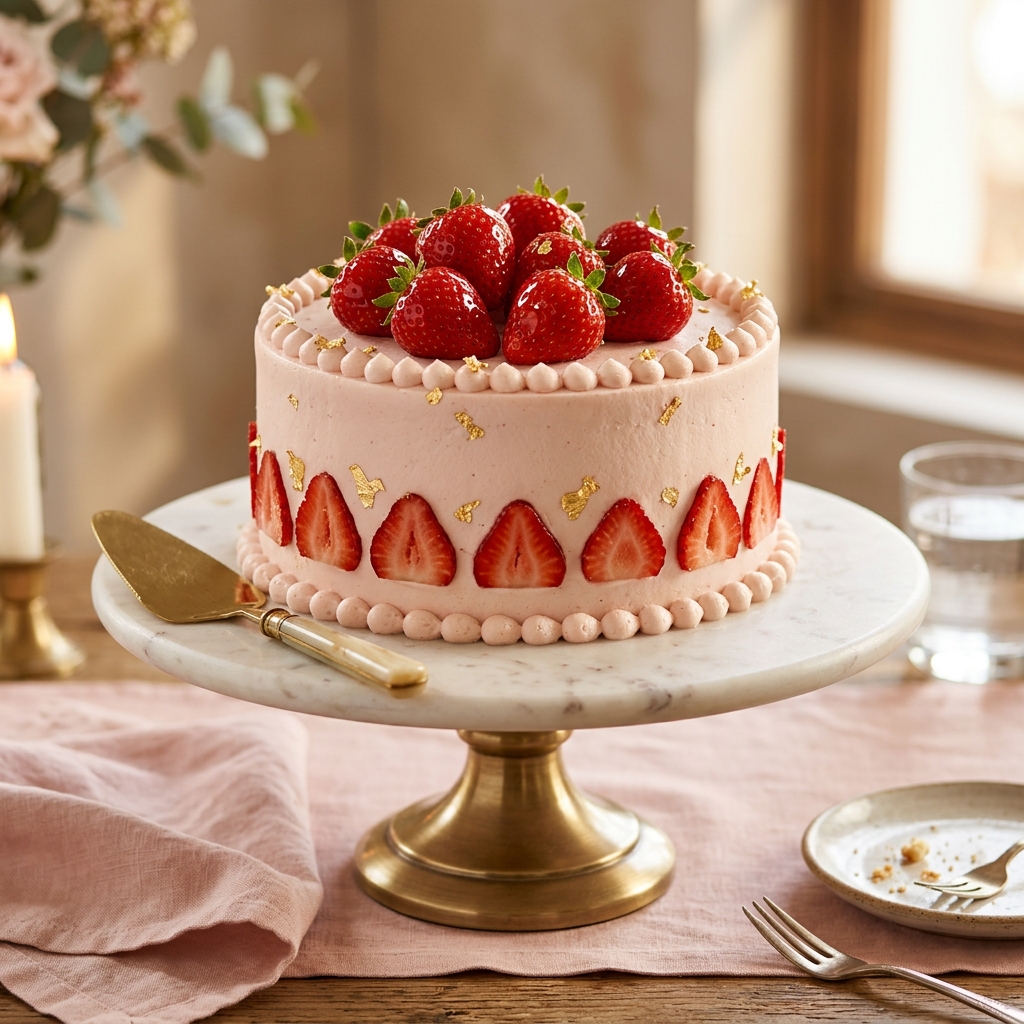 Strawberry Delight Cake - fresh strawberries and vanilla cream
