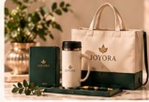 Events and Team Celebrations gift set with branded canvas tote, mug, and conference essentials