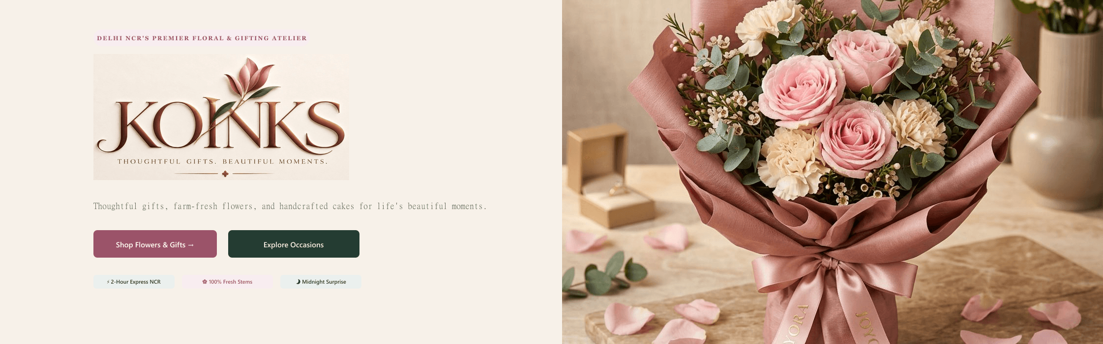Koinks - Delhi NCR's Premier Floral & Gifting Atelier. Thoughtful Gifts. Beautiful Moments.